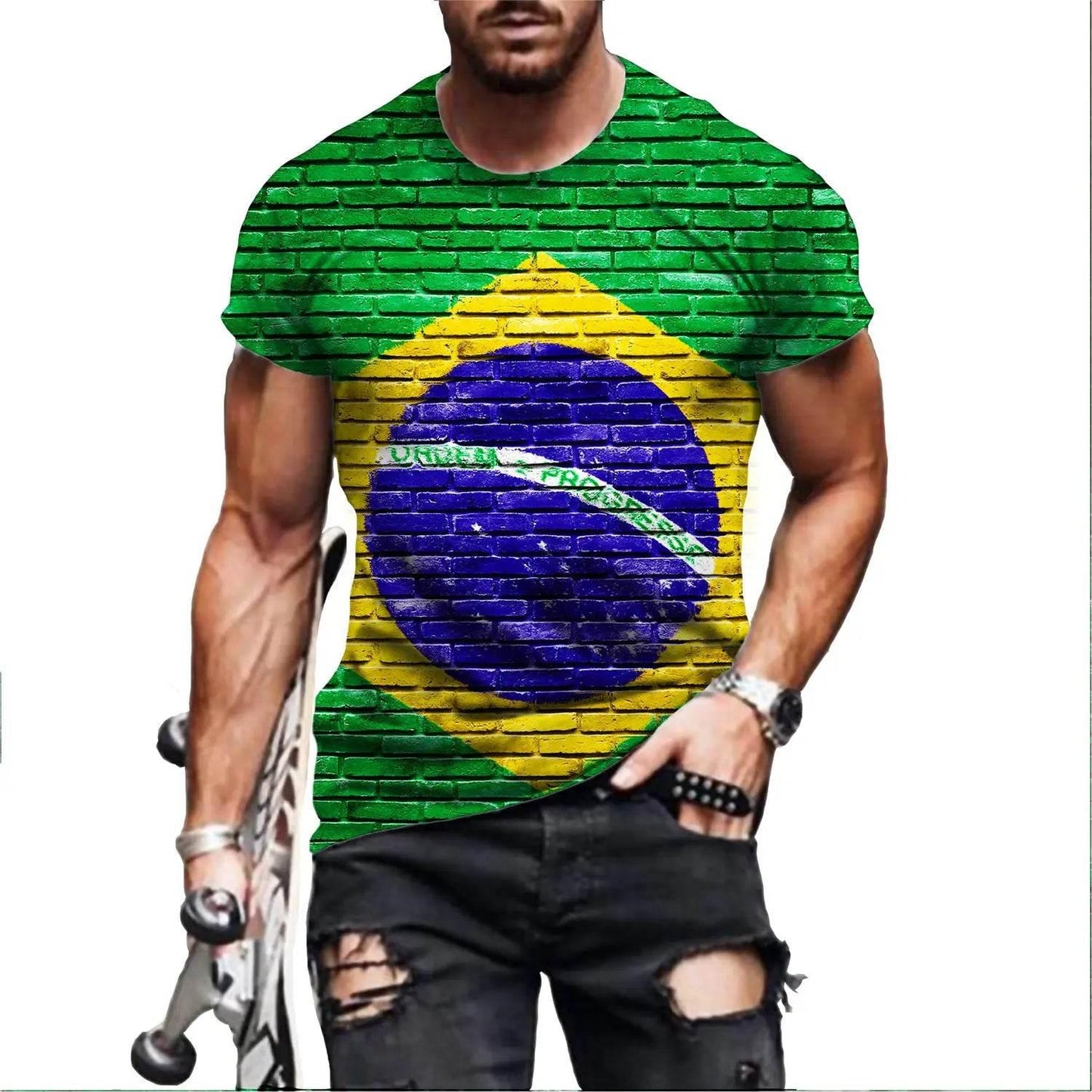 Brazil Flag Hip Hop T Shirt Men Women 3D Printed Oversized T-shirt Harajuku Style Summer Short Sleeve Tee Tops - Empire P.E