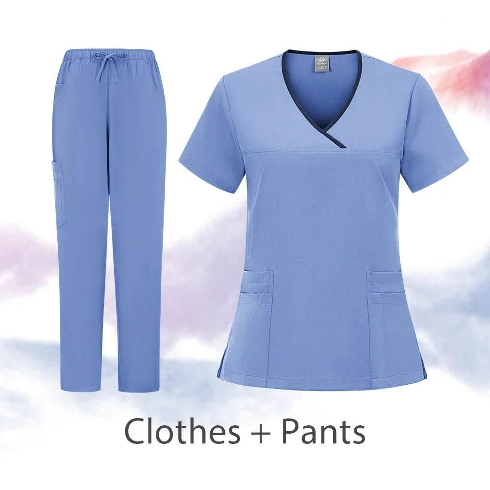 Scrubs Uniforms Sets Nurse Grey Scrubs Uniform Top for Men Hospital Medical Scrubs Unisex Clinic Nursing Surgical Uniforms Woman - Empire P.E
