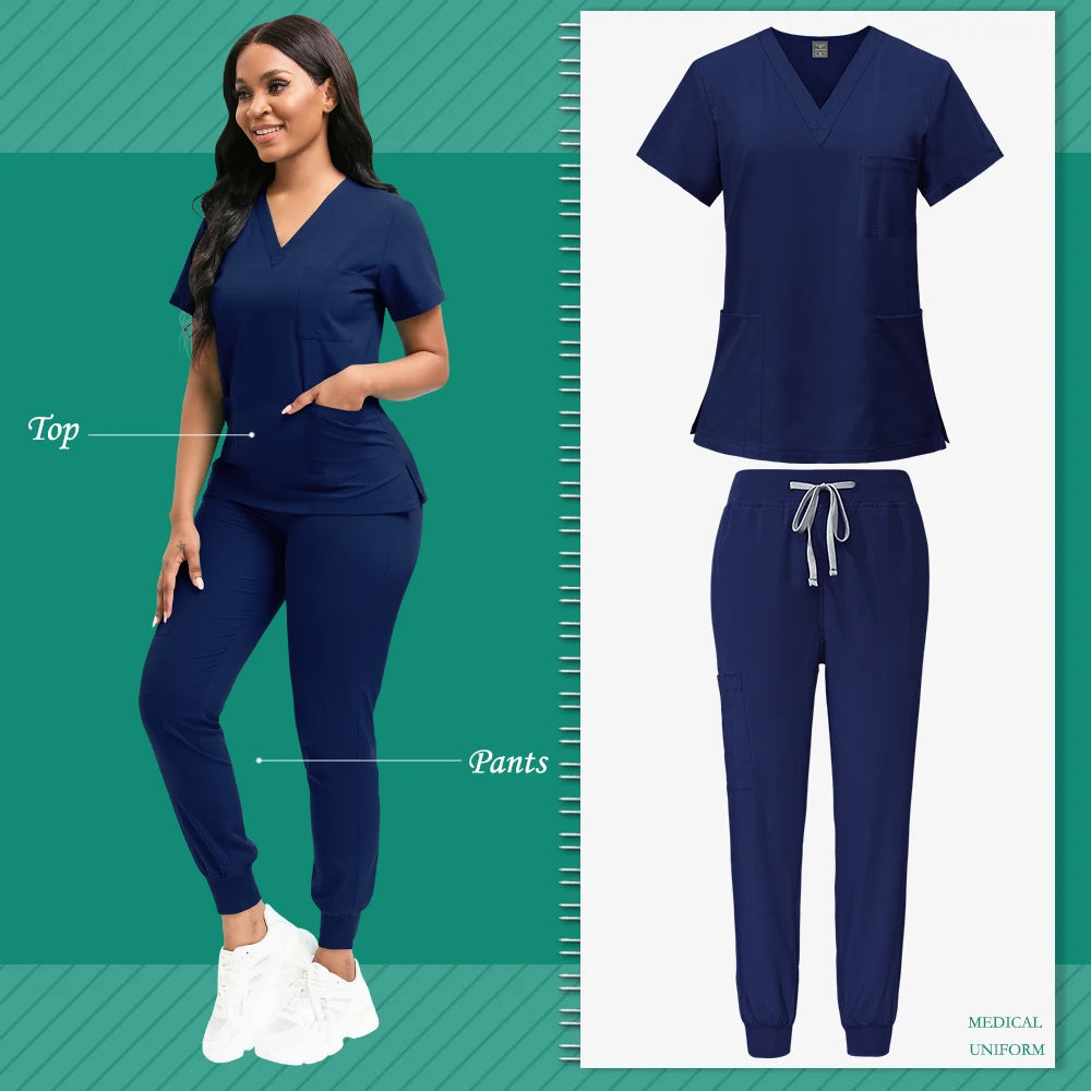 Women's Nursing Scrub Top Pants Medical Suit - Empire P.E