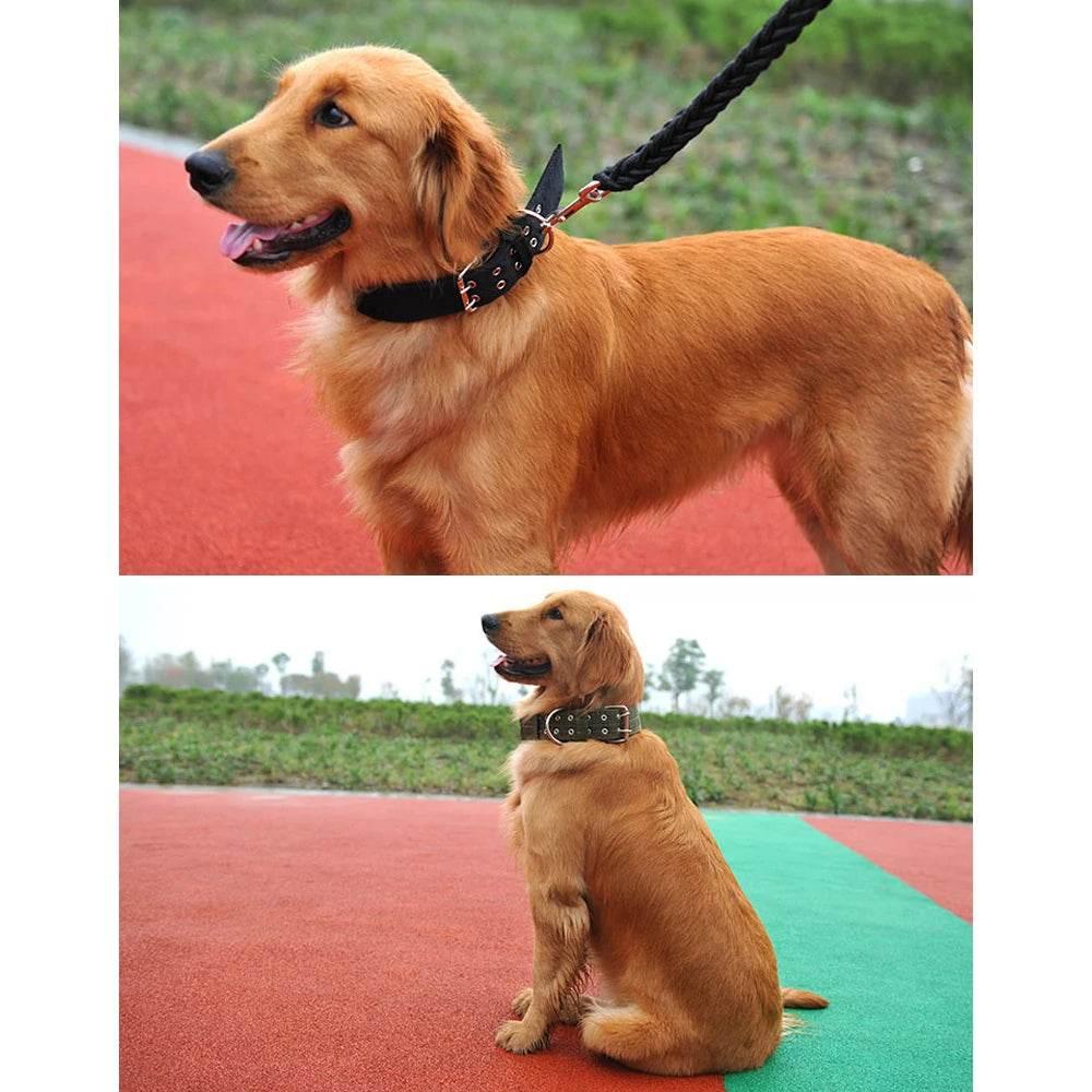 Heavy Duty Wide Military Thick Dog Collars for Large Dogs Adjustable Strong Nylon Tactical Pet Collar with 2-Rows Metal Buckle - Empire P.E