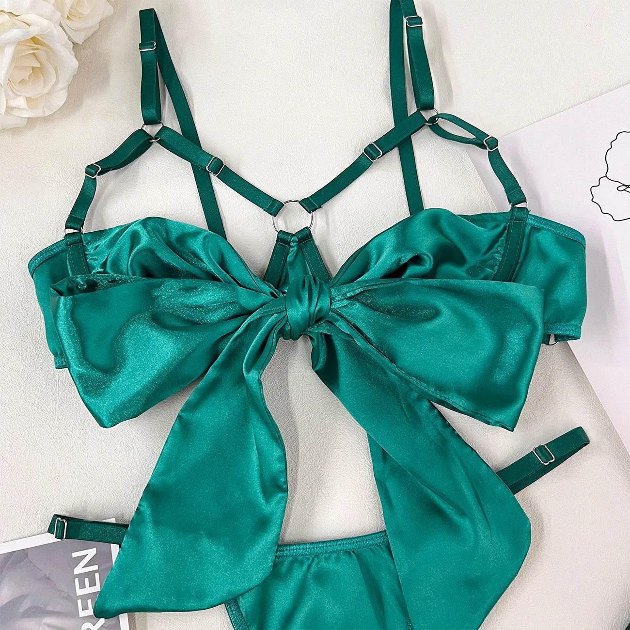 Bowknot Lingerie Open Bra Lace Up - Empire P.E