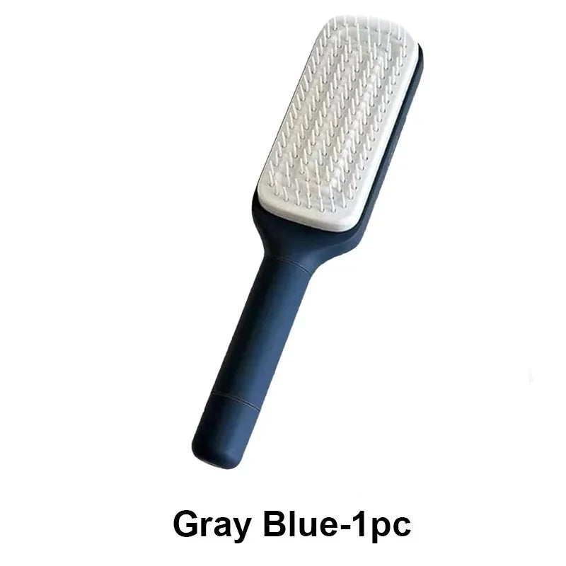 Self-Cleaning Hairbrush Retractable Bristle