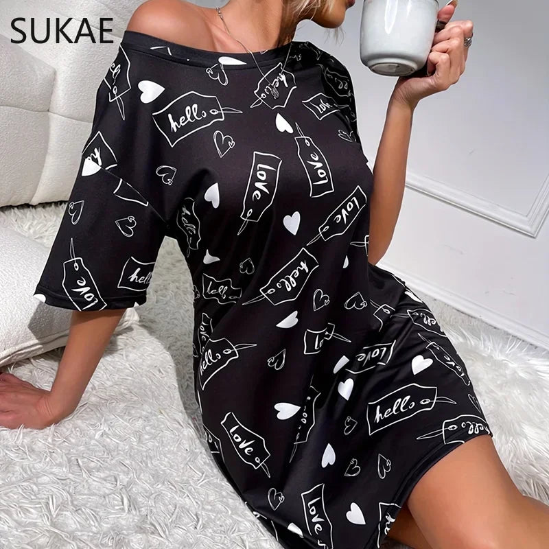 Cartoon Milk Silk Nightdress - Empire P.E