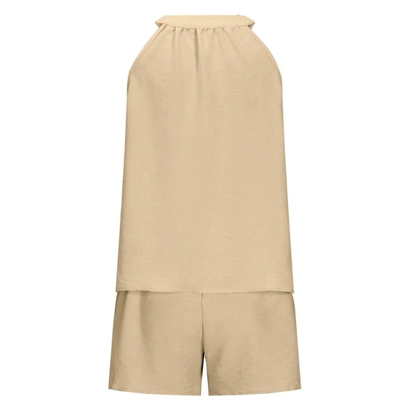 Women'S Summer Casual Suit New Urban Casual Women'S Solid Color Sleeveless Vest Elastic Shorts Home Clothes Two-Piece Set - Empire P.E