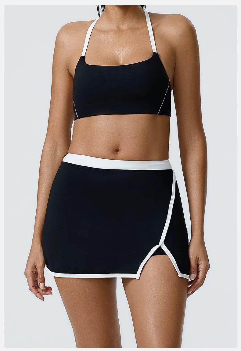 Yoga Women Workout Bra and Shorts Two Piece Patchwork Open Back Elastic Fitness Yoga Outfit Sport Set Women - Empire P.E
