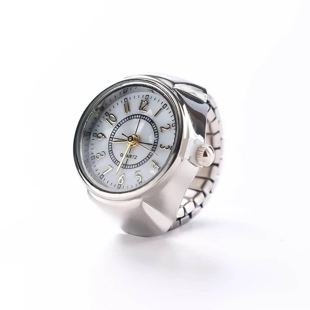 Vintage Punk Finger Watch Mini Elastic Strap Alloy Watches Couple Rings Jewelry Clock Retro Roman Quartz Watch Rings Women Men - Empire P.E