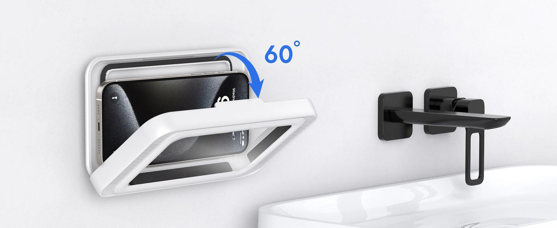Shower Phone Holder with Speaker Waterproof 480 Rotation, Wall Phone Mount - Empire P.E