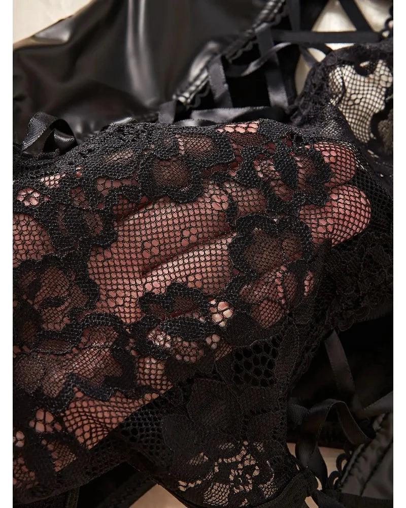 Toucheart Sexy Sexy Pajamas Fishnet PU Leather - Empire P.E