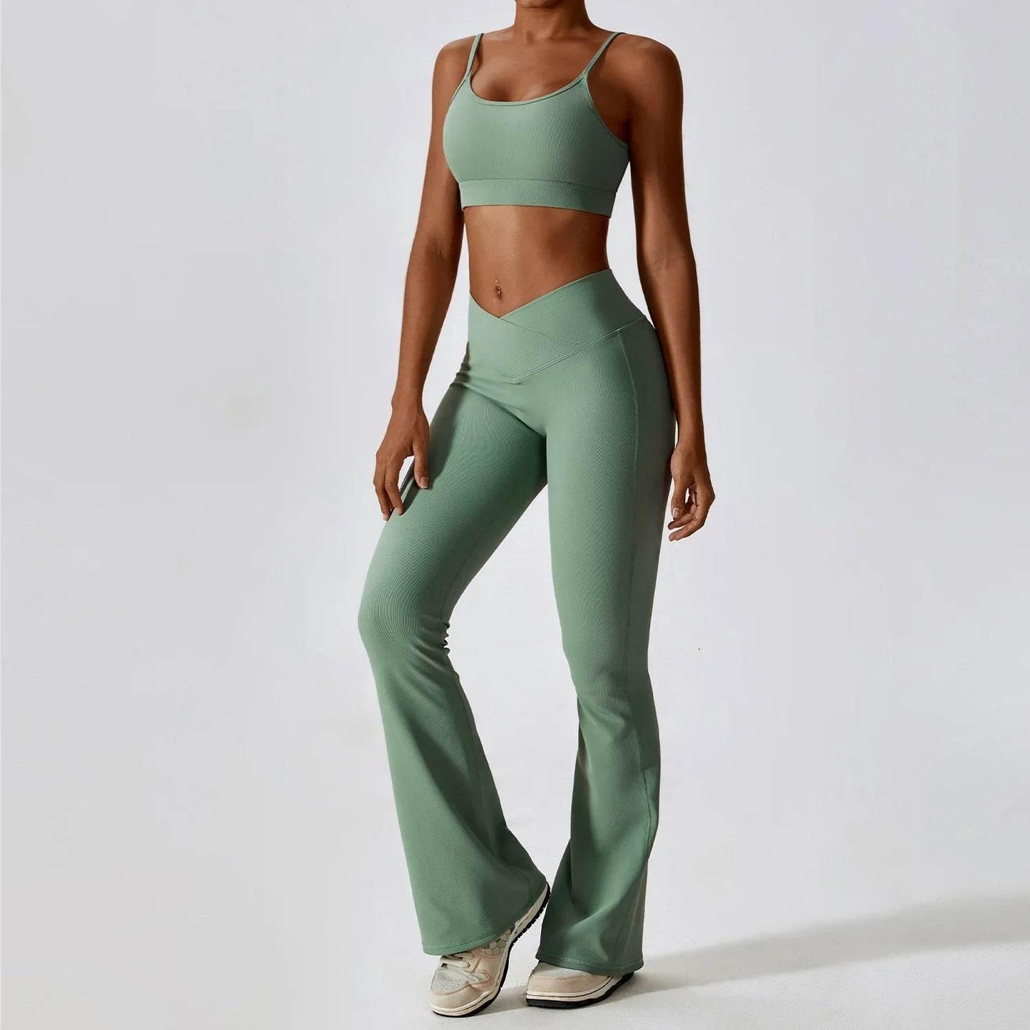 2PCS Seamless Yoga Set Gym Clothes Sportswear Yoga Suits For Women Fitness Rib Tracksuits Sports Bra Gym Leggings Sports Suits - Empire P.E