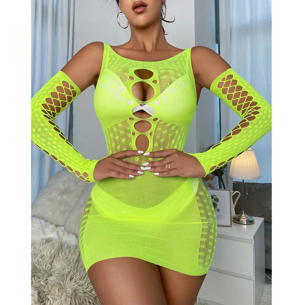 Night Dress Fishnet Hot Erotic Mini Dress Lingerie - Empire P.E