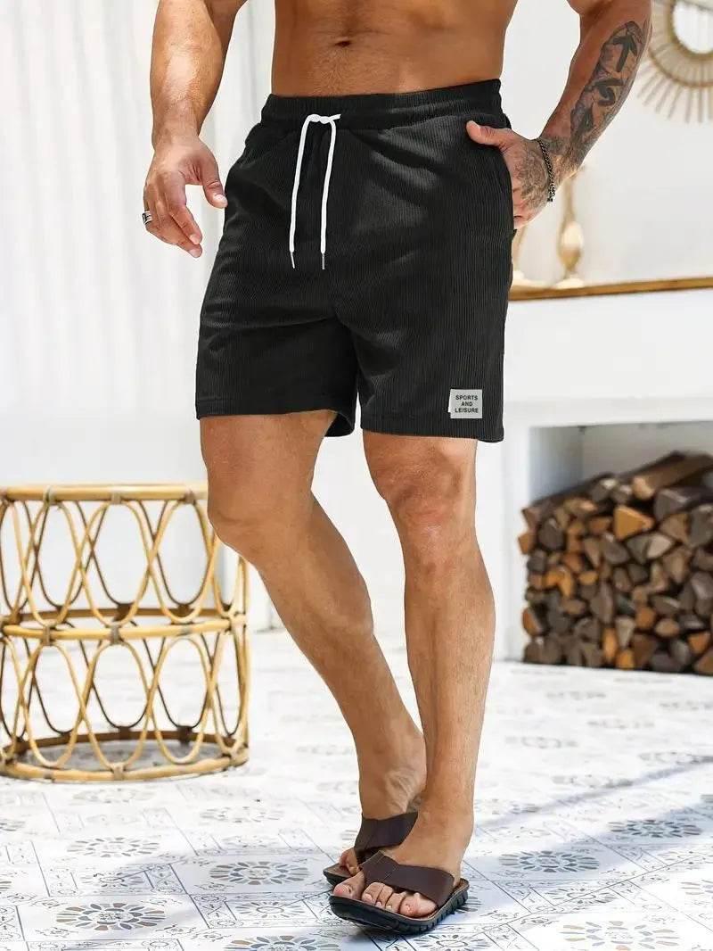Men's new solid colour lace-up sweatpants shorts - Empire P.E