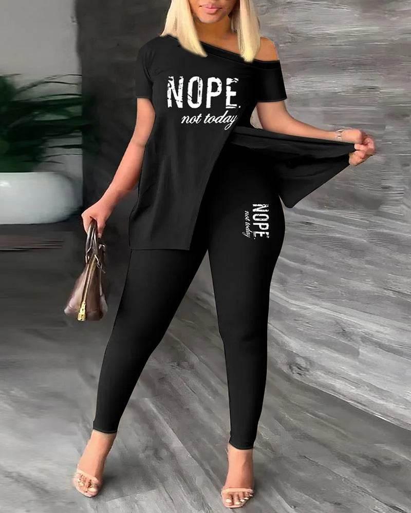 Elegant Women Two Piece Set Suits New Fashion Printed Ruffle Sleeve Top Solid Color Pants Set With Belt Blouses Female Clothing - Empire P.E