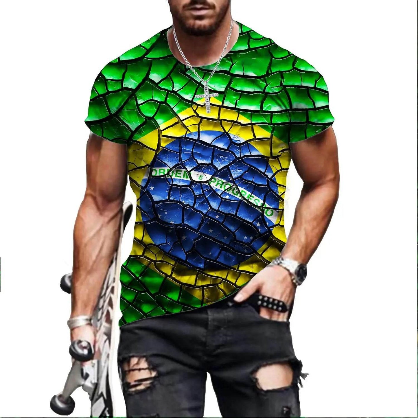 Brazil Flag Hip Hop T Shirt Men Women 3D Printed Oversized T-shirt Harajuku Style Summer Short Sleeve Tee Tops - Empire P.E