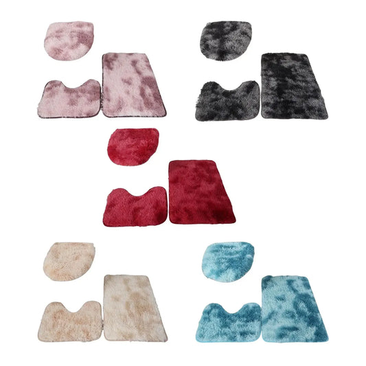 3x Bath Mats Set for Bathroom with Toilet Lid Cover Absorbent Suit - Empire P.E