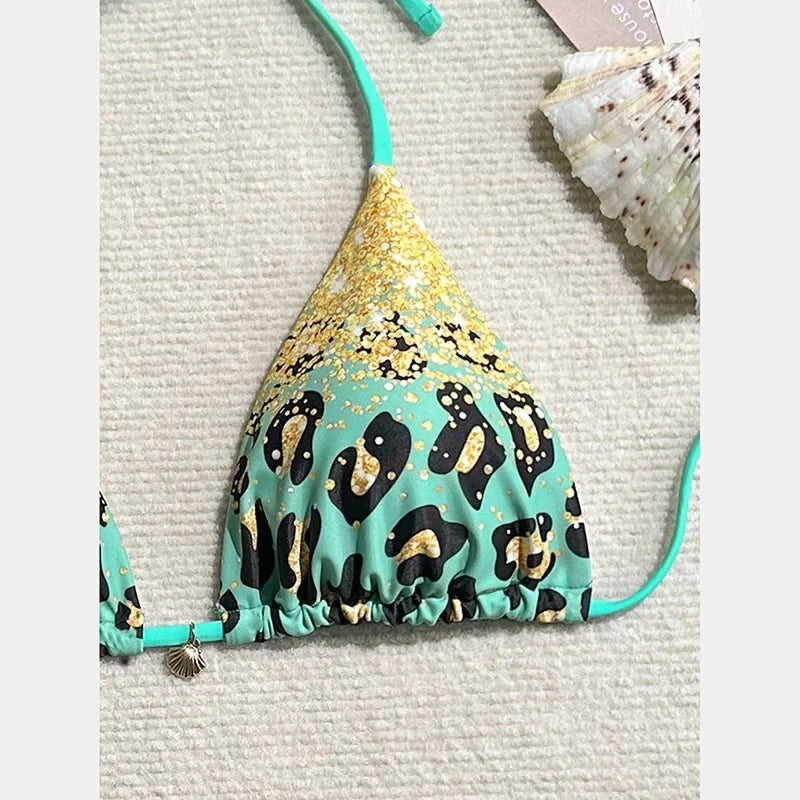 New Women's Leopard Print Color Split Beachwear - Empire P.E