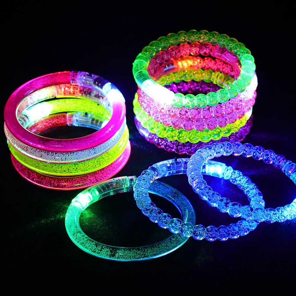 12/30Pcs Kids Adult Party Supplies LED Light Up Bracelet Toys Birthday Wedding Guest Gifts Halloween Christmas Bar Party Favors
