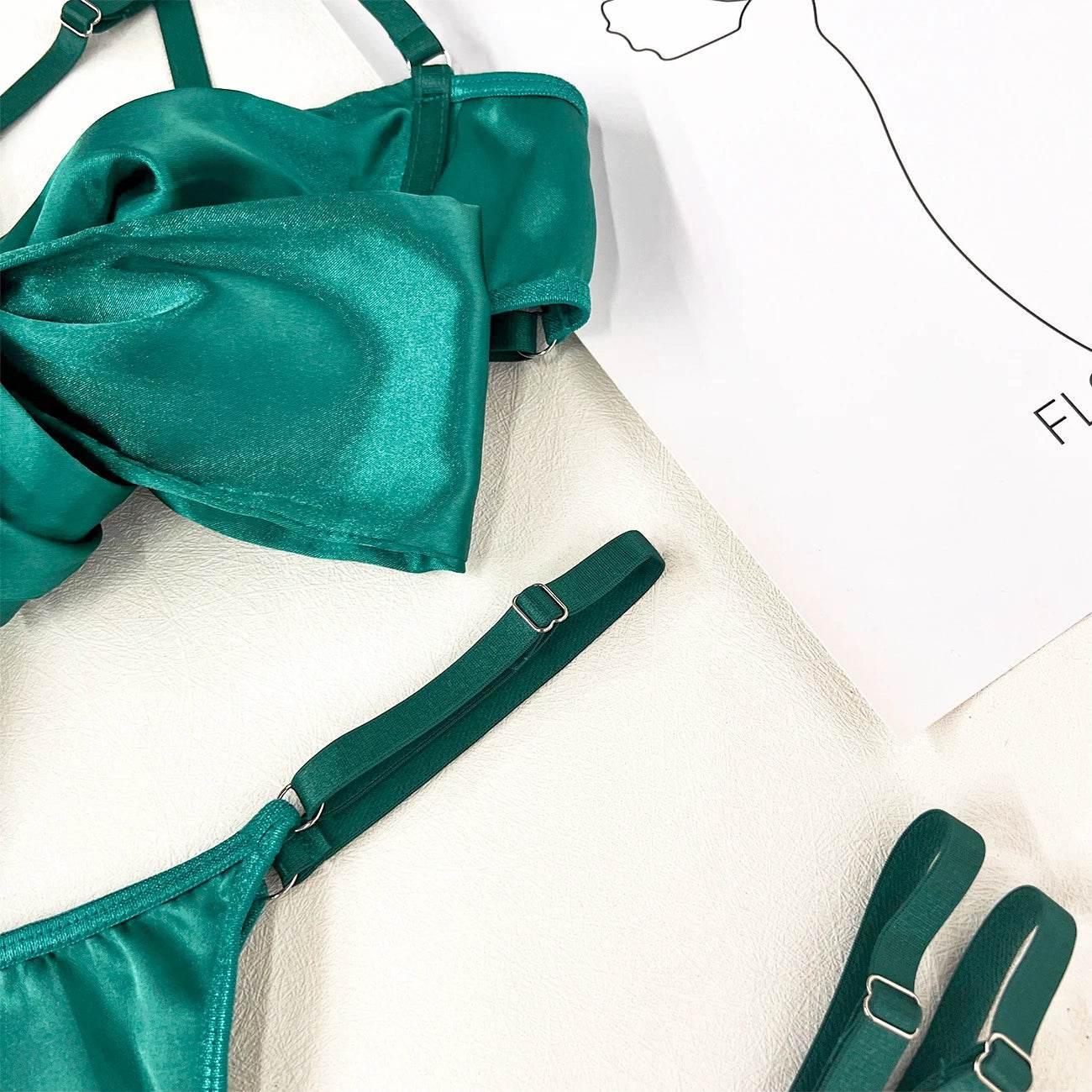 Bowknot Lingerie Open Bra Lace Up - Empire P.E