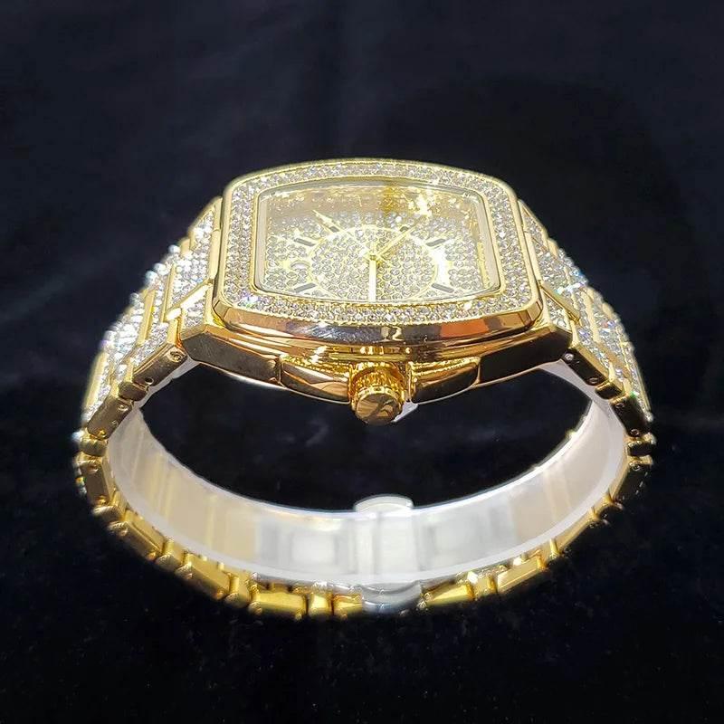 New Luxury Diamond Watch for Men Fashion Shiny Party Jewelry Watches Hip Hop Iced Out Bling Golden Relogio Masculino Dropshiping - Empire P.E