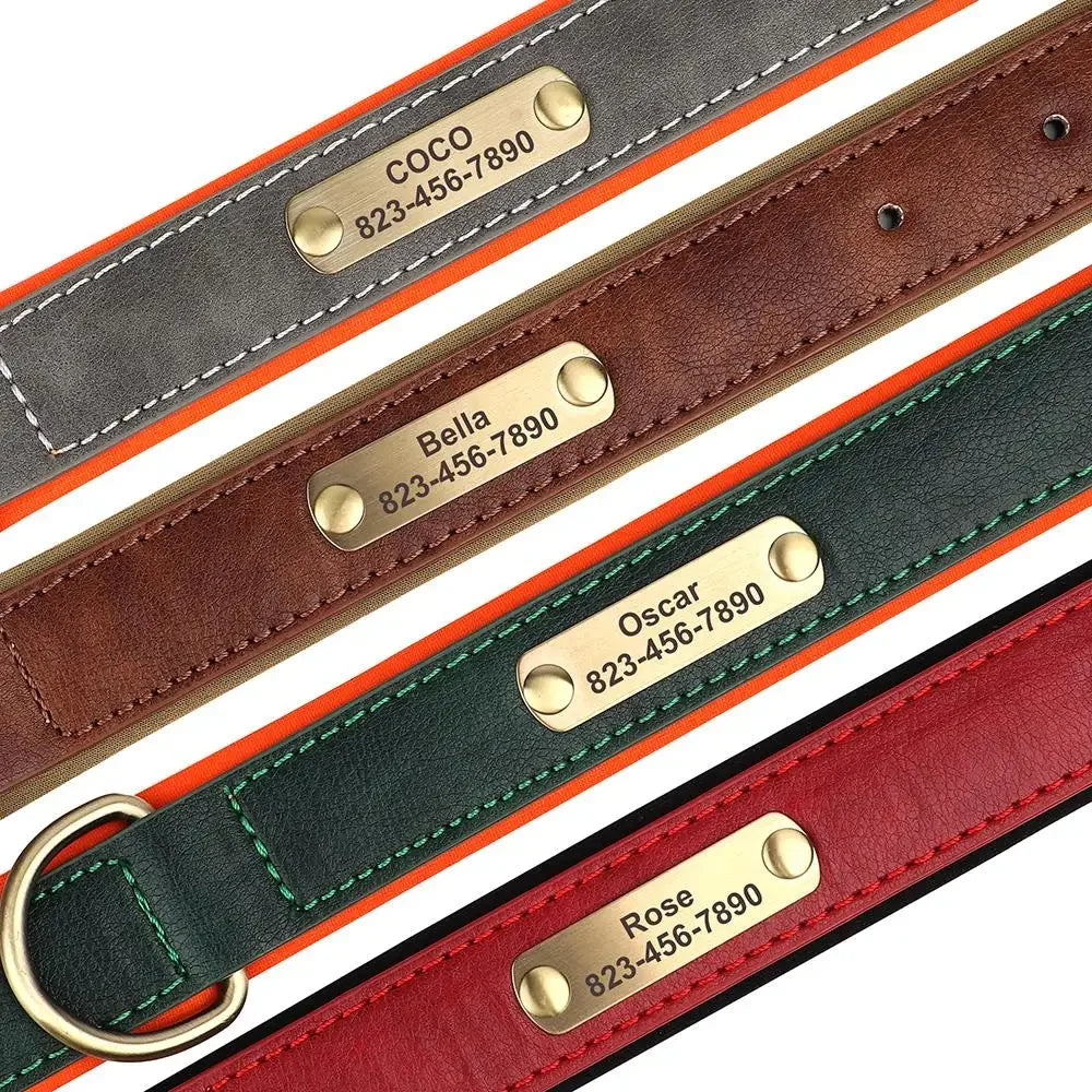 Personalized Dog Collar Custom Engraved PU Leather - Empire P.E