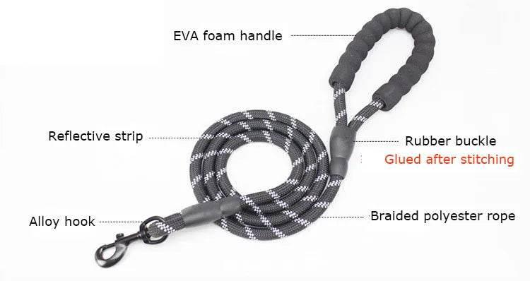 1.5m Pet Leash with Reflective & Comfortable Padded Handle for Small, Medium and Large Dogs - Empire P.E