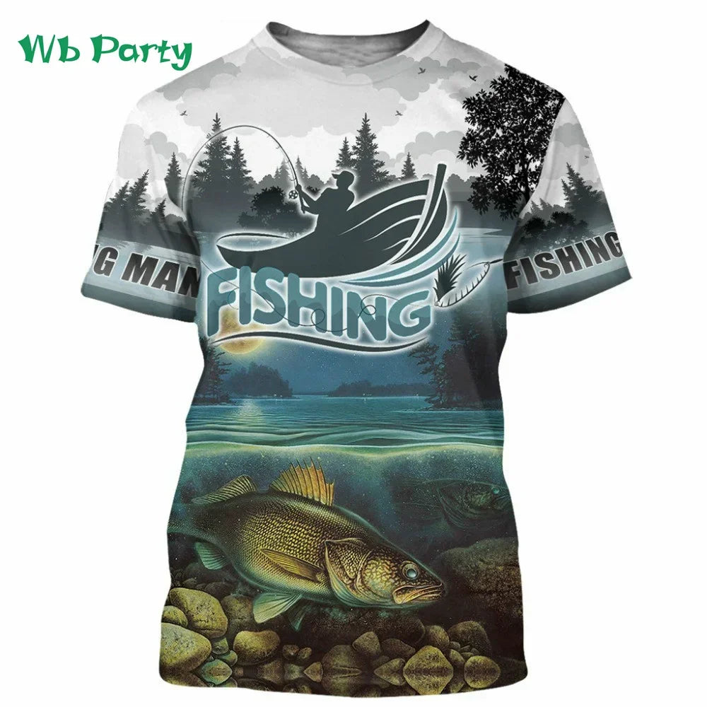 Men Shirts Graphic Tee Fish Print Short Sleeved - Empire P.E