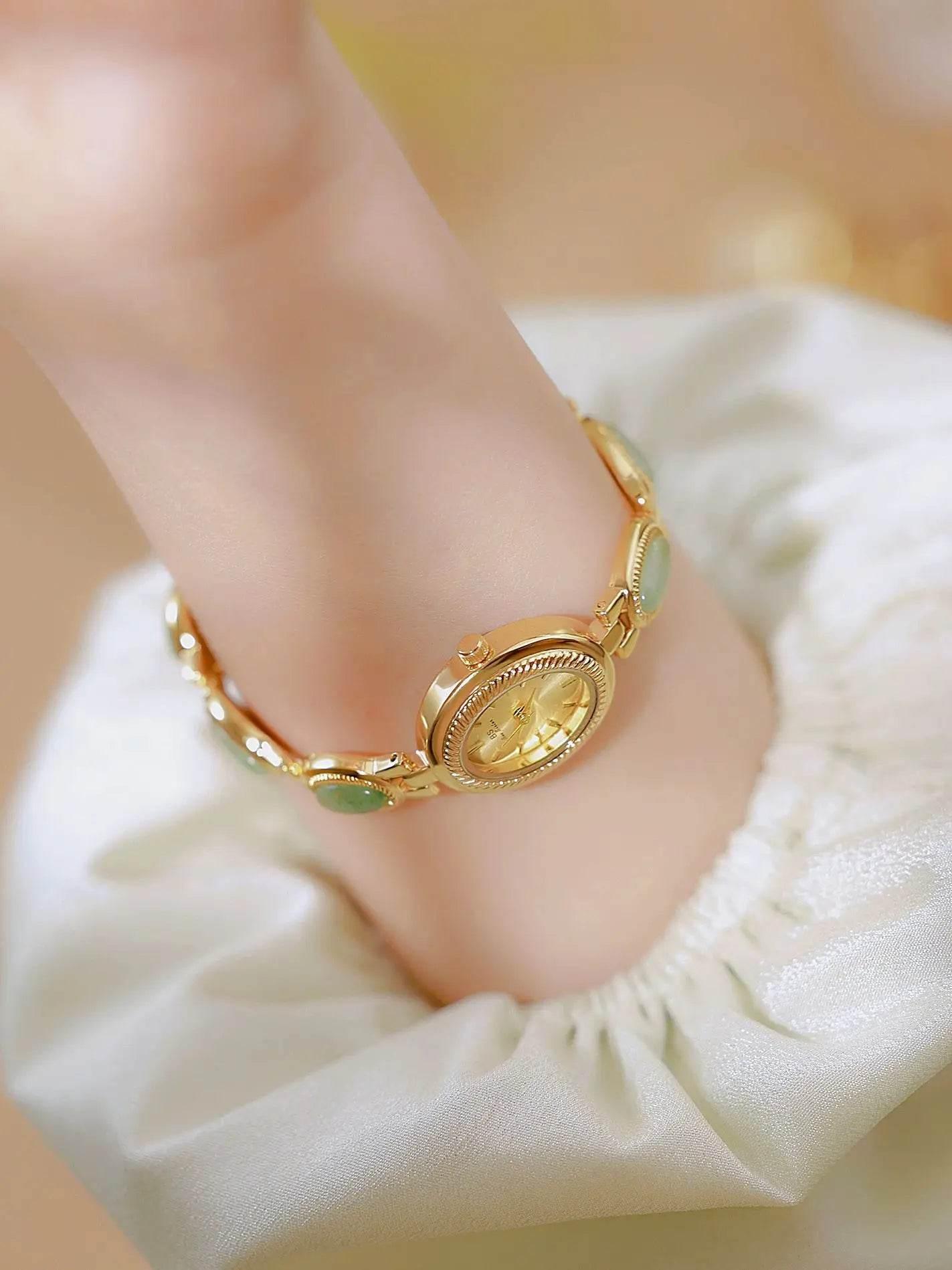 UTHAI Women's Watch Ladies Bracelet Luxury Brand Waterproof Retro Natural Dongling Stone Hotan Jade Advanced Chain Watches Gift - Empire P.E