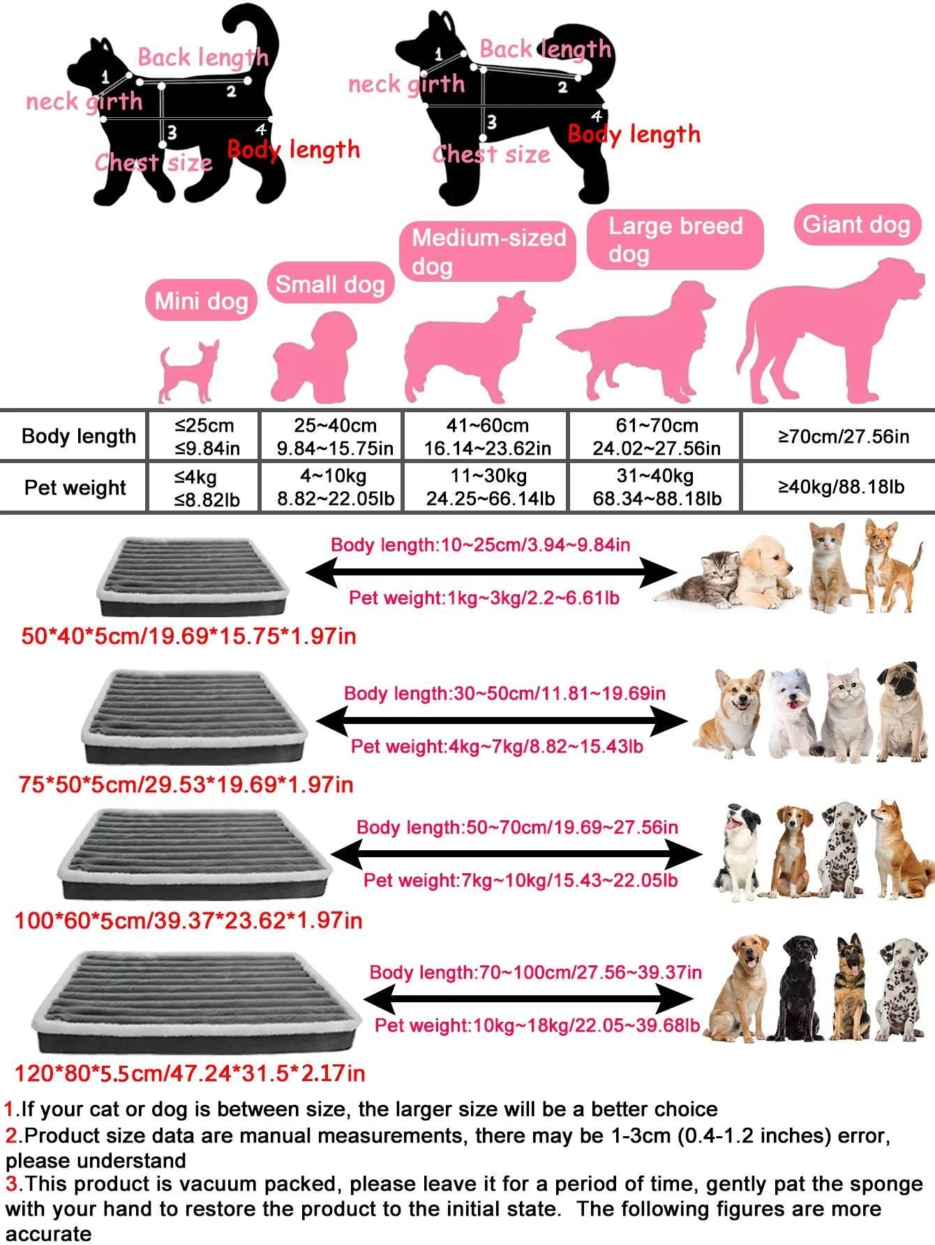 Dog Bed Mat with Zipper Remolvable Pet Mattress for Dog Sleeping Mat Washable Dog Mattress Pet Pad Cushion for Small Medium Pet - Empire P.E