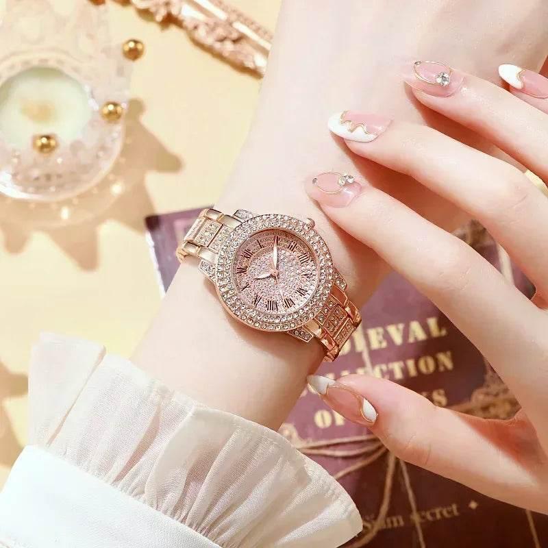 Hip Hop Quartz Watch Women Lady Iced Out Gold Watches Luxury Female Clock Fashion Quartz Watch for Women - Empire P.E