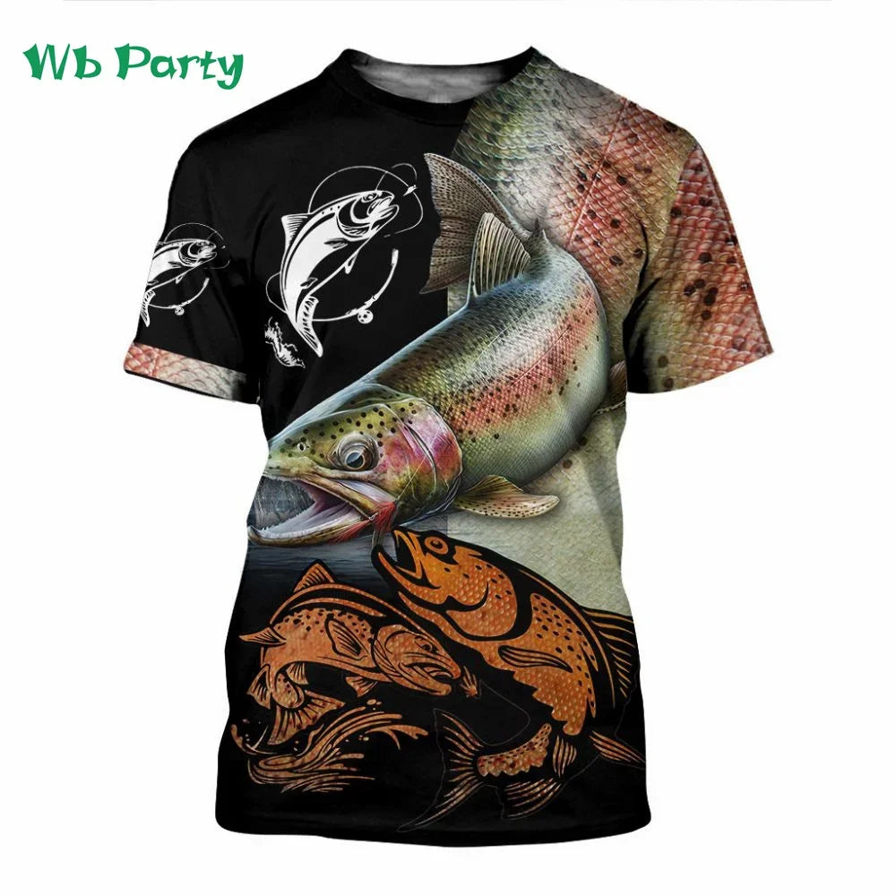 Men Shirts Graphic Tee Fish Print Short Sleeved - Empire P.E