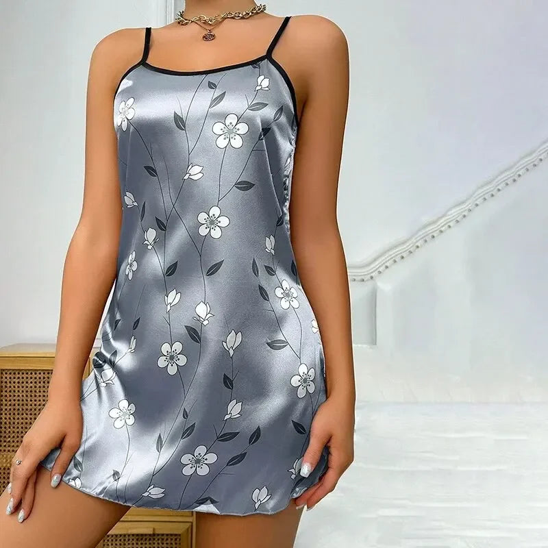 Women's Sleepdress Satin Floral Print Nightdress - Empire P.E