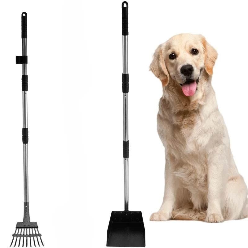 2/3Pcs Pet Pooper Scooper Set with Long Handle Multifunctional Metal Tray Rake Spade Dog Poop Picker For Pet Waste Removal - Empire P.E