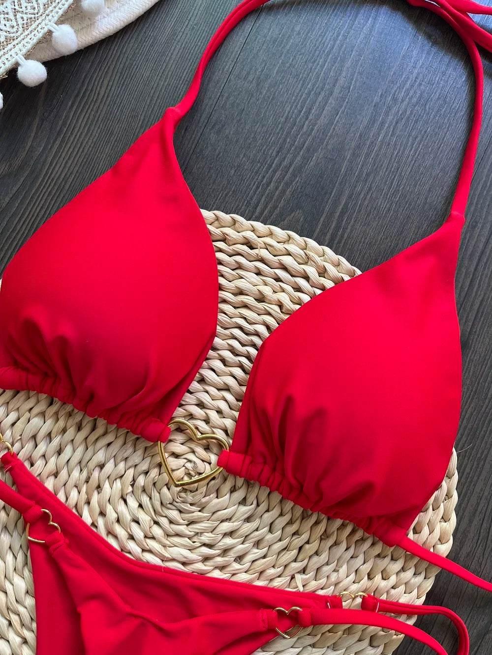 RUOTONSEPT Sexy Halter Solid color Bikini Set Women's Swimsuit Two-piece Triangle Thong Swimwear Bathing Suit Brazilian Biquinis - Empire P.E