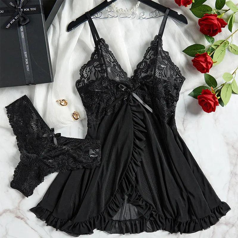 Exquisite Semi-transparent Thong Dress Set - Empire P.E