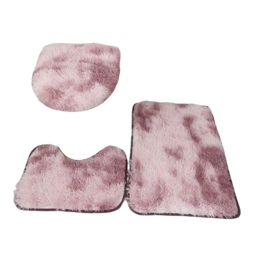 3x Bath Mats Set for Bathroom with Toilet Lid Cover Absorbent Suit - Empire P.E
