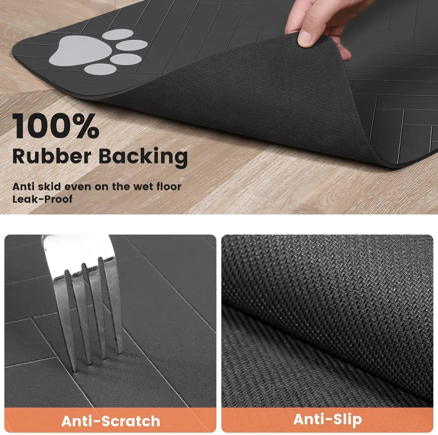 Pet Feeding Mat-Absorbent Waterproof Rubber Backing - Empire P.E
