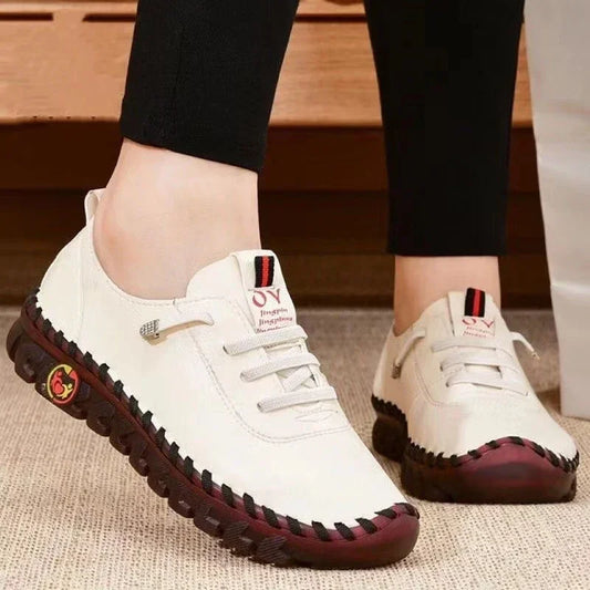 Leather Casual Vulcanized Female Shoe Soft Comfortable Flat Loafers - Empire P.E