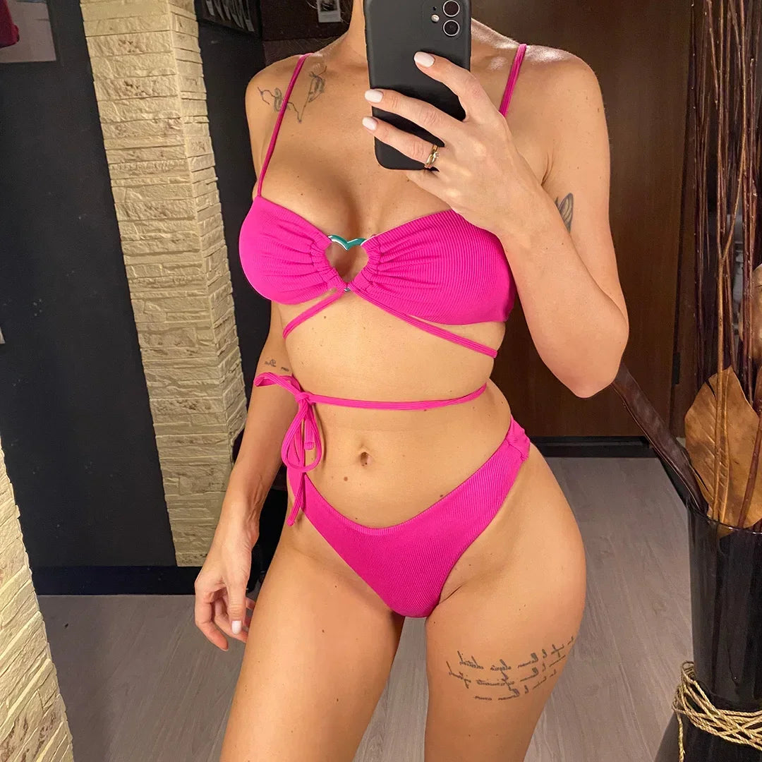 Wrap Around With Skirt Thong Bikini Women Swimwear - Empire P.E