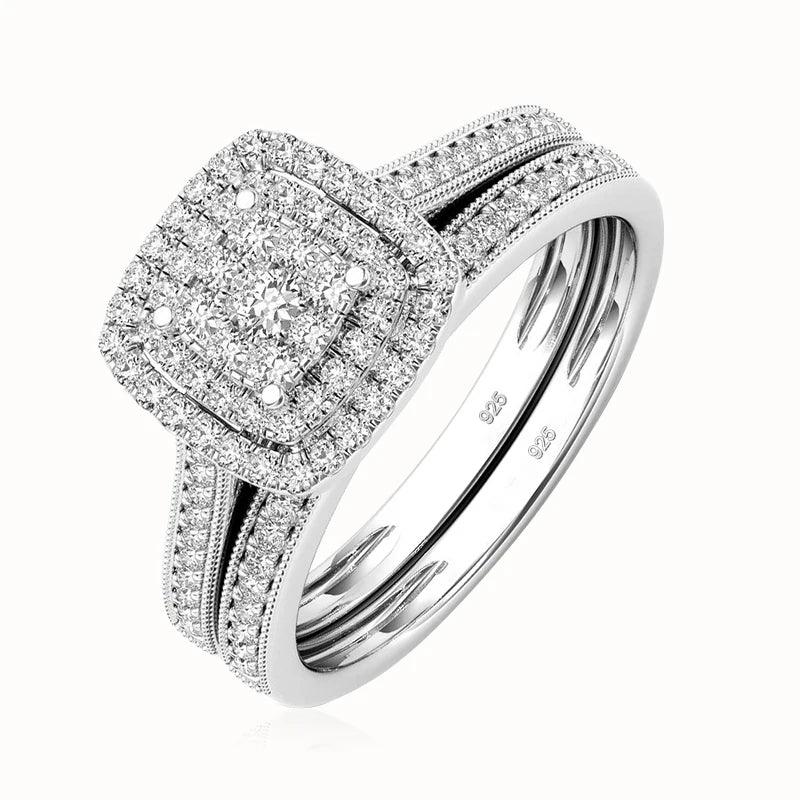 2pcs Moissanite & Zirconia Ring Set For Woman - Empire P.E