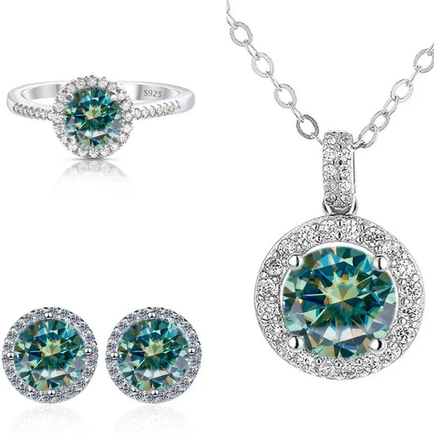 Real Round 6.5mm Moissanite Jewelry Set 925 Sterling Silver - Empire P.E