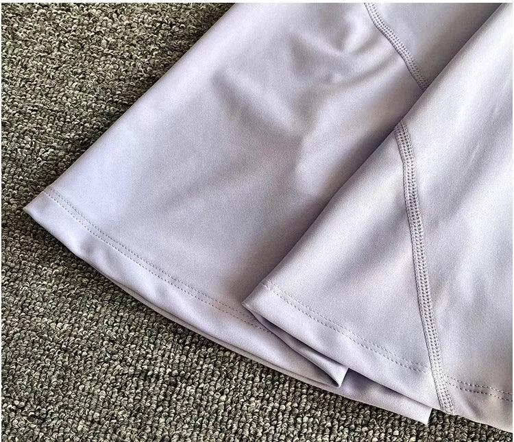 Tennis Skirt Casual Half Zipper Sports Fitness Dress Anti-Running High Waist Slim Golf Yoga Dress - Empire P.E