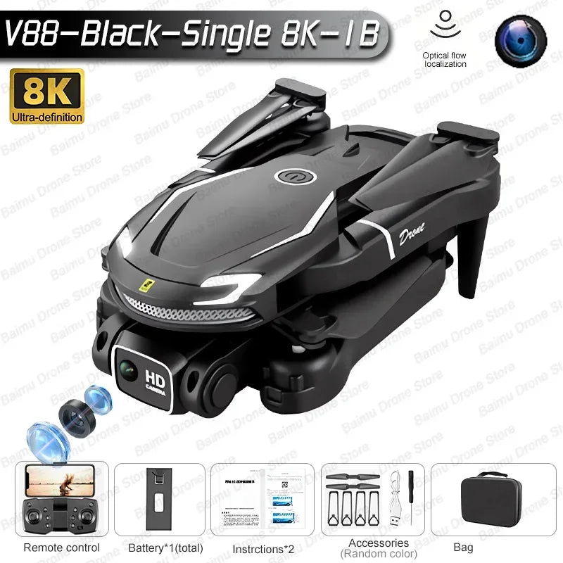 V888 Brushless Drone 8K Professional HD Triple Camera - Empire P.E