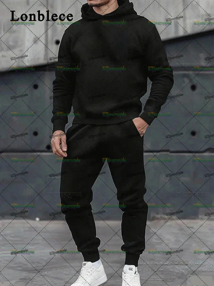 Men's Tracksuit Suit Autumn Fashion Warm Hoodie Sweatshirts Two Pieces Oversized