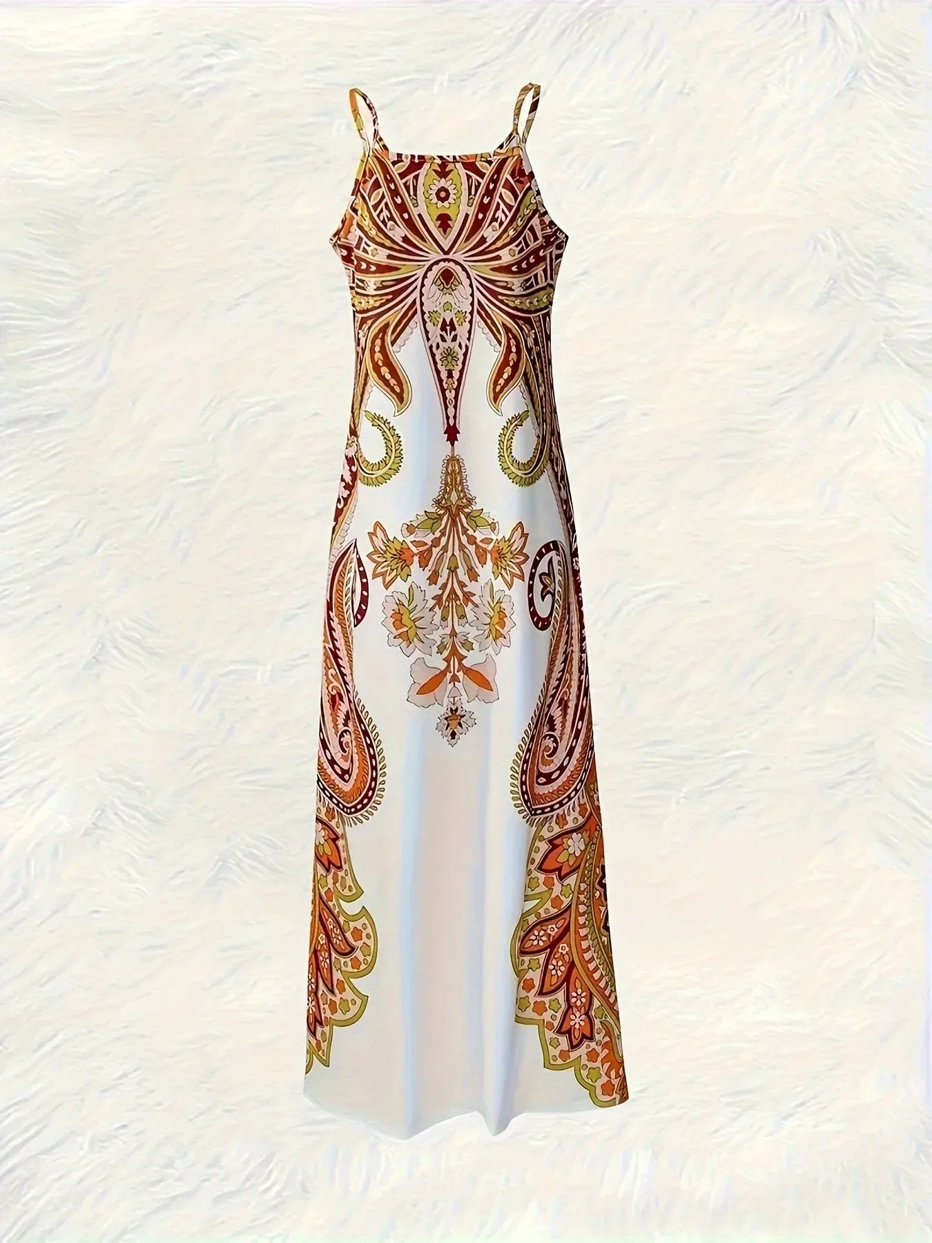 2024 Cross border New Flower Printed V-neck Strap Dress - Empire P.E