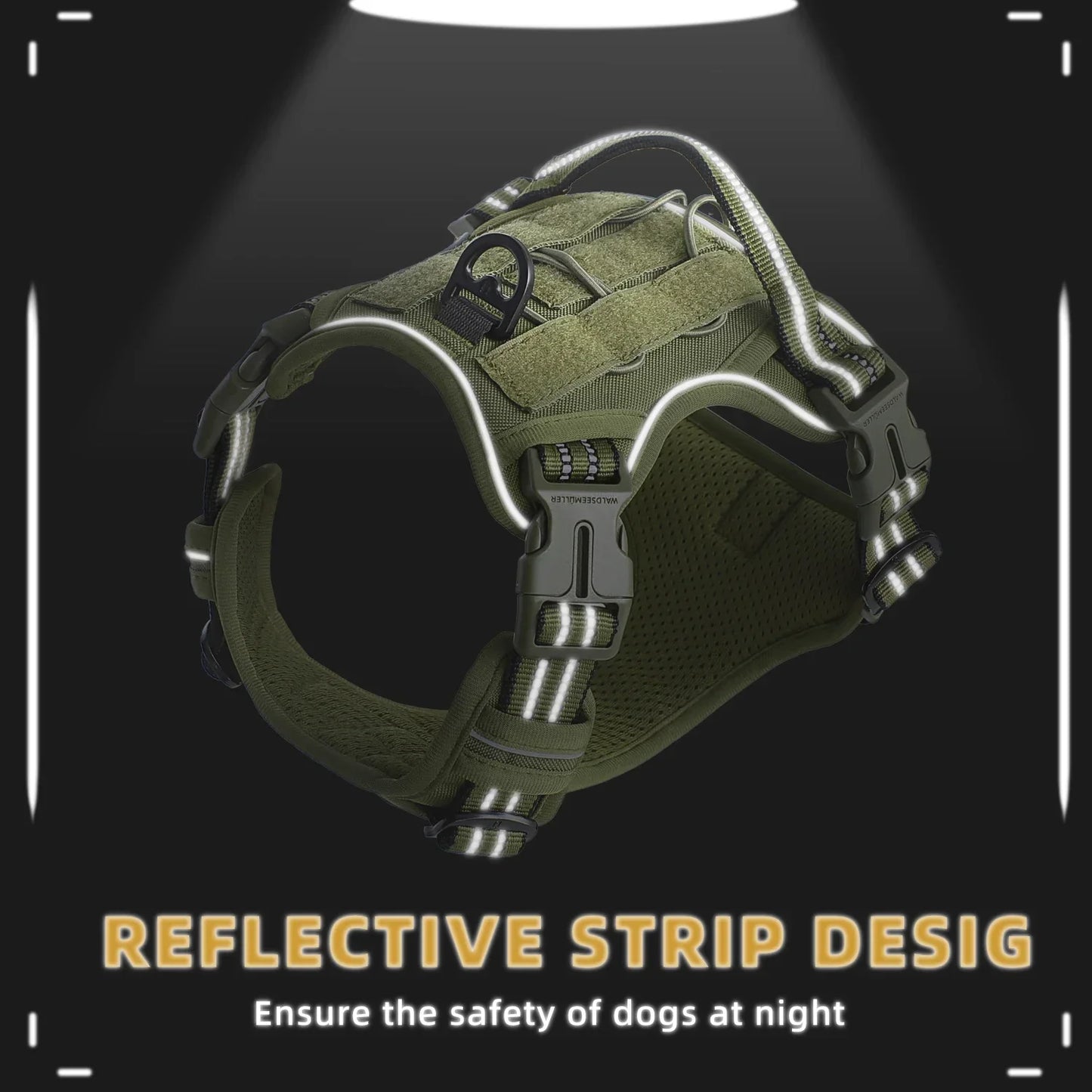 Tactical Dog Harness, No Pull Dog Harness, Adjustable Breathable MOLLE Dog Vest Harness for Medium Large Dog Reflective Military - Empire P.E