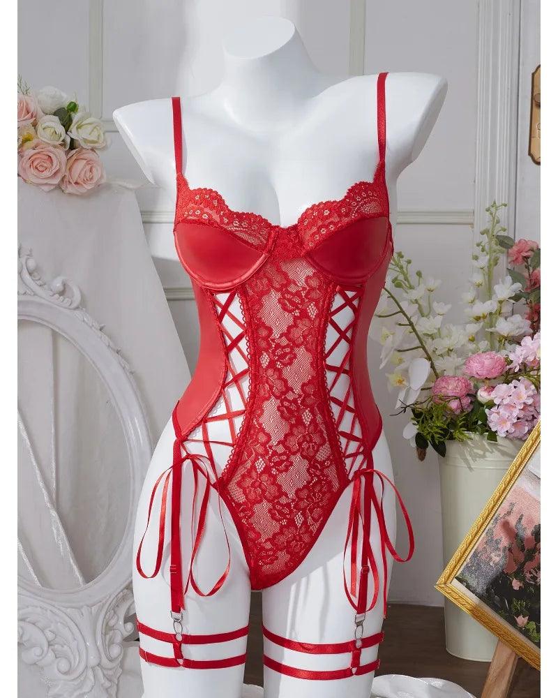 Toucheart Sexy Sexy Pajamas Fishnet PU Leather - Empire P.E