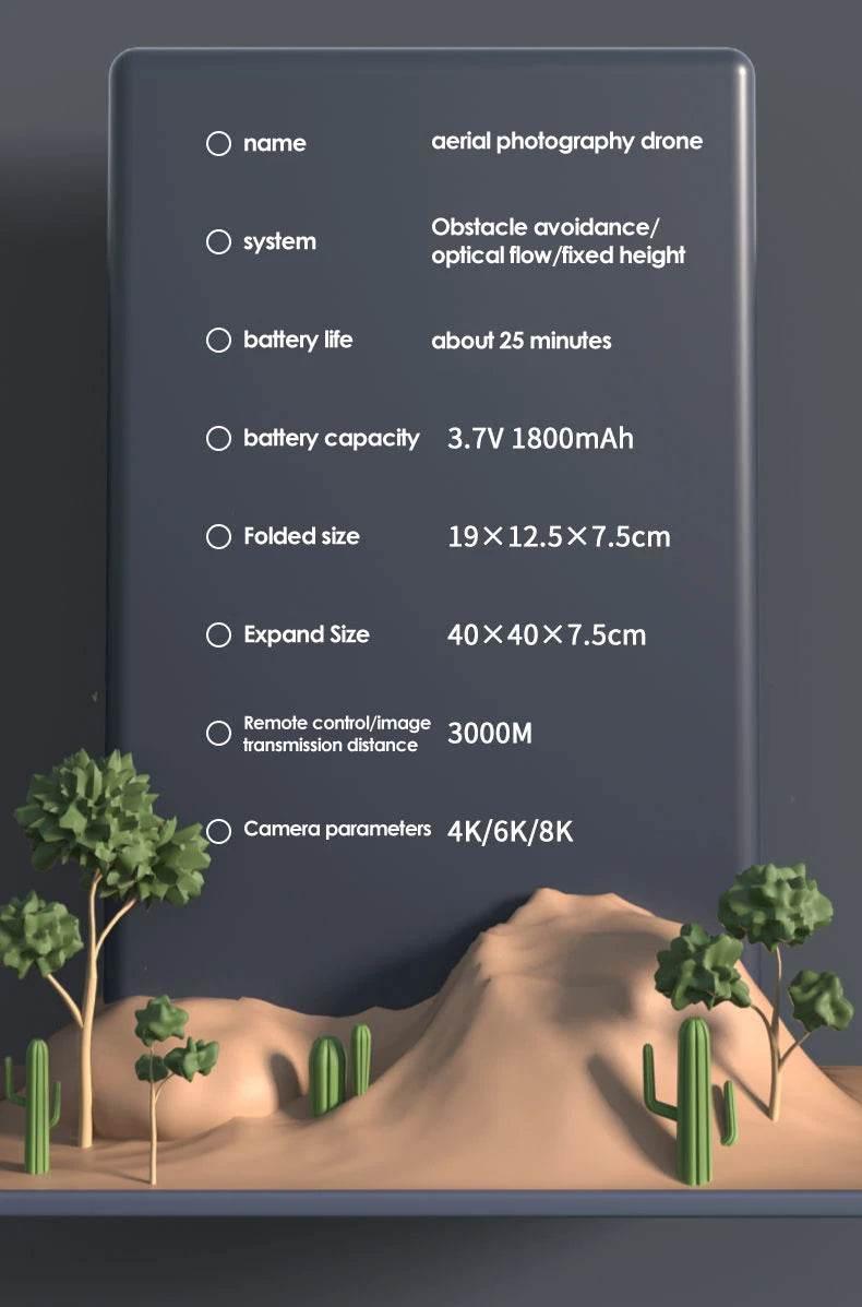 Drone 8K Professional Drones 4K HD Aerial Photography Obstacle Avoidance Quadcopter Helicopter RC Distance 3000M - Empire P.E