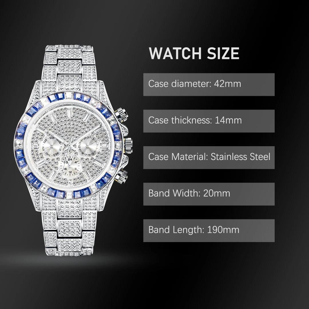 Hip Hop Calendar Watch For Men Stylsih Ice Out Green Diamond - Empire P.E