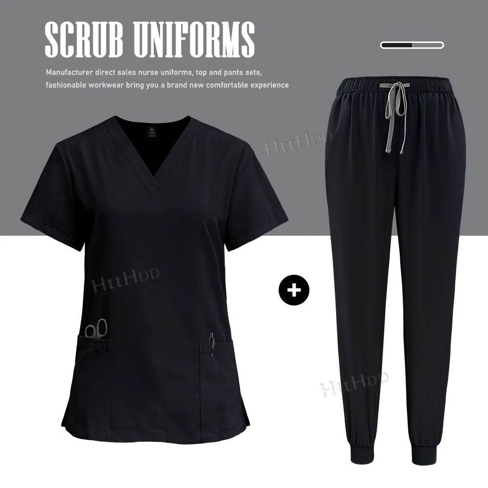 Scrubs Uniforms Sets Nurse Grey Scrubs Uniform Top for Men Hospital Medical Scrubs Unisex Clinic Nursing Surgical Uniforms Woman - Empire P.E