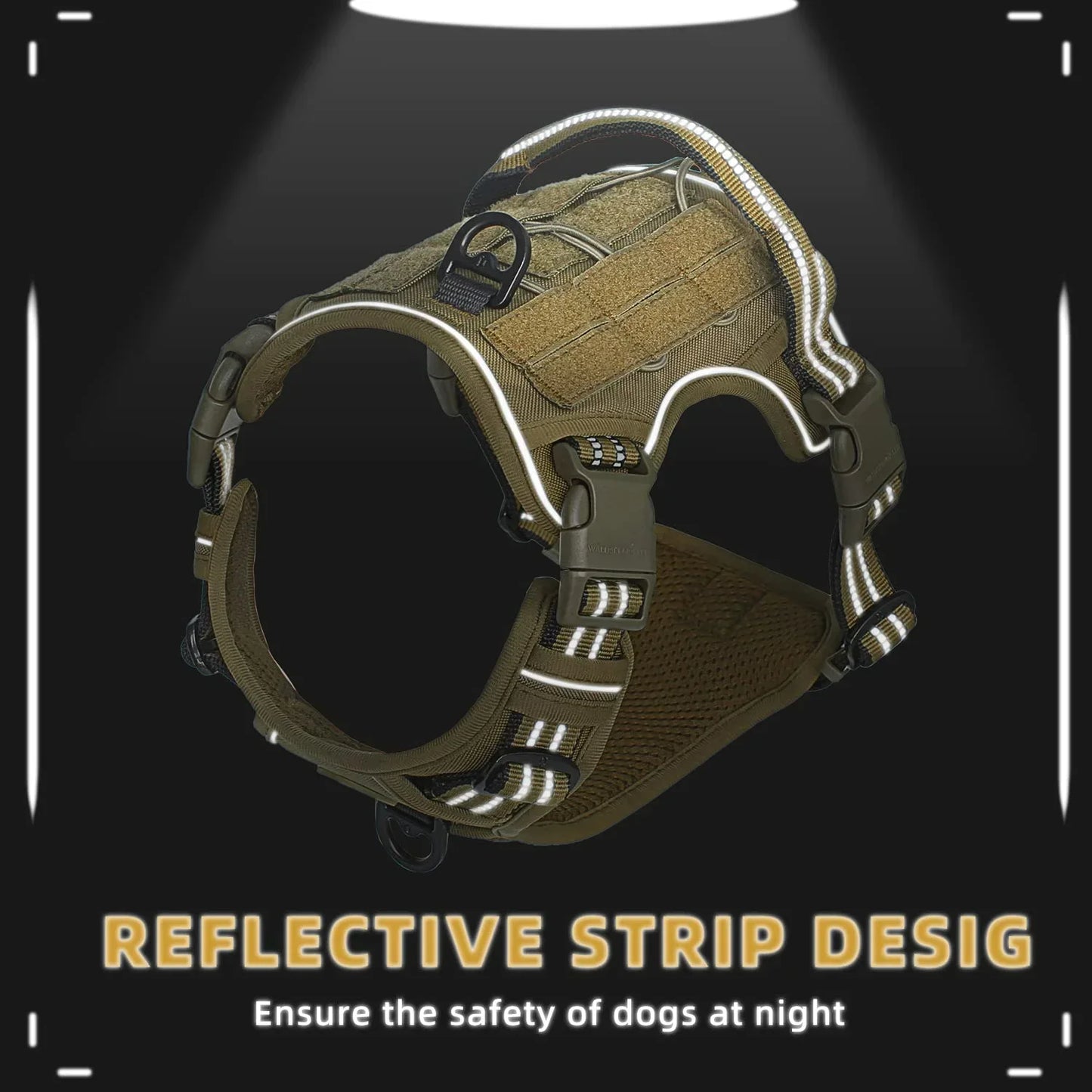 Tactical Dog Harness, No Pull Dog Harness, Adjustable Breathable MOLLE Dog Vest Harness for Medium Large Dog Reflective Military - Empire P.E