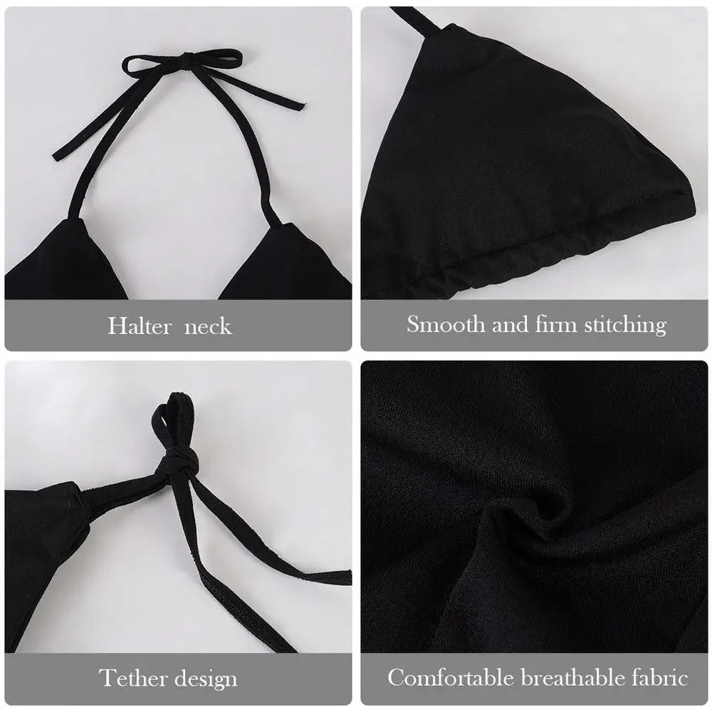 Fashion Solid Color Sexy G-string Thong Backless Split Bathing Suit - Empire P.E